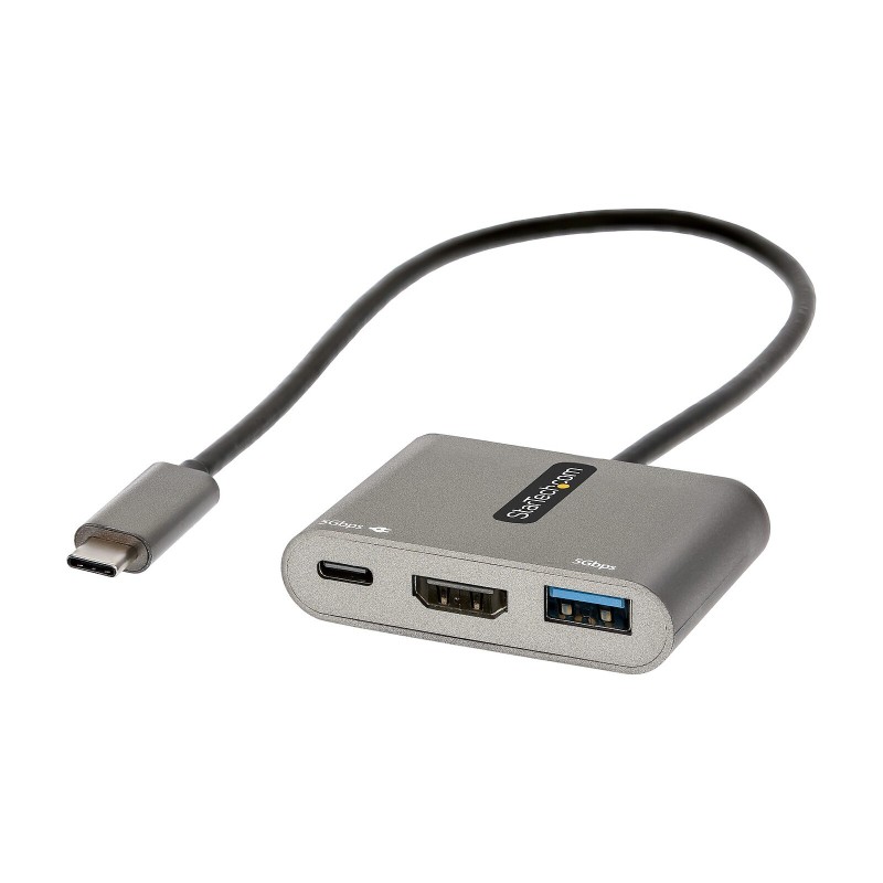 StarTech.com Hub USB-C vers 4K 60Hz HDMI + 2 ports USB (1 x USB Type A + 1 x USB Type C) avec Power Delivery 100 W