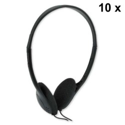 MCL Lot de 10x Casques stéréo filaires avec contrôle du volume