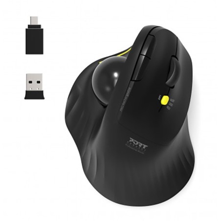 PORT Connect Souris Ergonomique Trackball Bluetooth sans fil et rechargeable