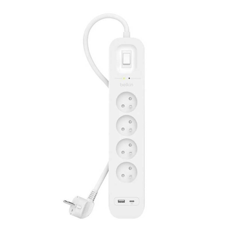 Belkin multiprise parafoudre 4 prises secteur avec 1 port USB-C et 1 port USB-A