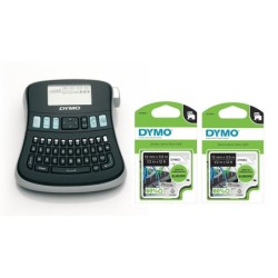 DYMO LabelManager 210D + 2x Rubans D1 Flexibles - noir/blanc 12 mm - 3.5 m