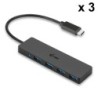 i-tec Lot de 3x USB-C Slim Passive Hub 4 Ports