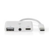 Nedis adaptateur Multi-Ports USB-C vers 1xUSB-A + 1x USB-C + 1x Jack 3.5 mm - Blanc