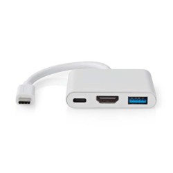 Nedis Hub USB-C vers USB USB-C et HDMI - 10 cm - Blanc